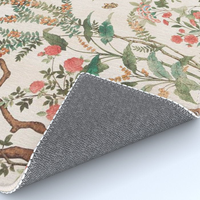 Chinoiserie Peach Floral Fresco Garden Birds Rug Gallery Image 4