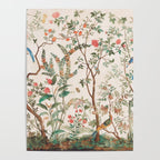 Chinoiserie Peach Floral Fresco Garden Birds Poster Gallery Image 4