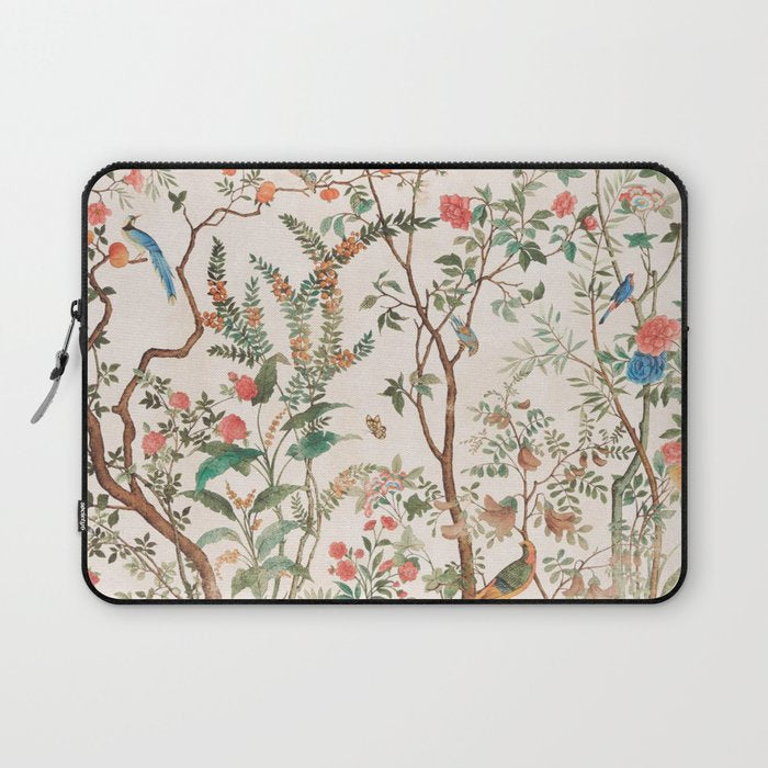 Chinoiserie Peach Floral Fresco Garden Birds Laptop Sleeve Gallery Image 1
