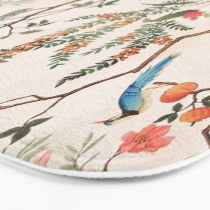 Chinoiserie Peach Floral Fresco Garden Birds Bath Mat Gallery Image 3