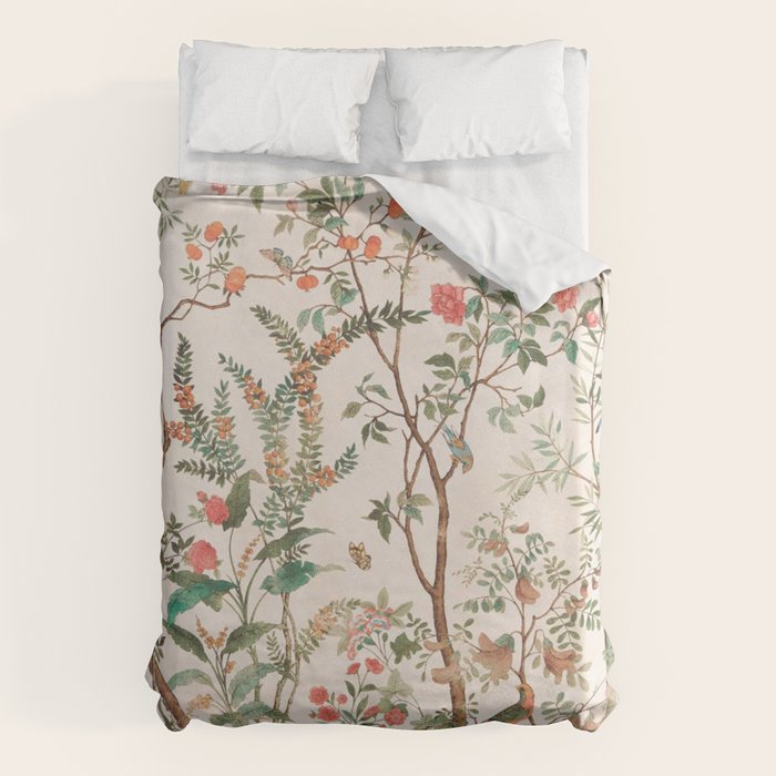 Chinoiserie Peach Floral Fresco Garden Birds Duvet Cover Gallery Image 6