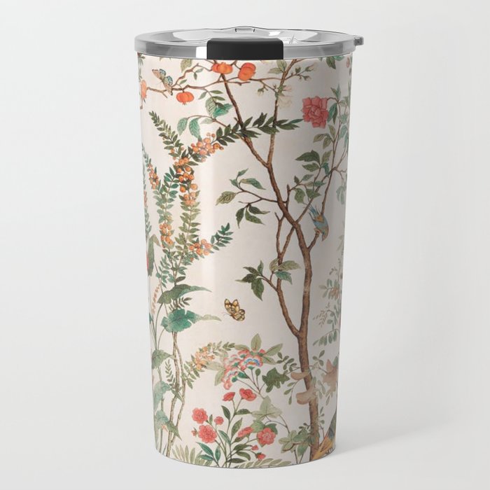 Chinoiserie Peach Floral Fresco Garden Birds Travel Mug Gallery Image 1