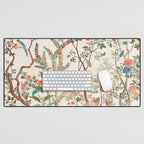 Chinoiserie Peach Floral Fresco Garden Birds Desk Mat Gallery Image 1