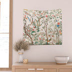 Chinoiserie Peach Floral Fresco Garden Birds Wall Tapestry Gallery Image 2