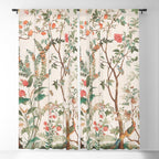 Chinoiserie Peach Floral Fresco Garden Birds Window Curtain Gallery Image 5