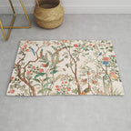 Chinoiserie Peach Floral Fresco Garden Birds Rug Gallery Image 1