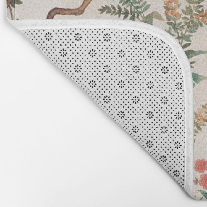 Chinoiserie Peach Floral Fresco Garden Birds Bath Mat Gallery Image 2
