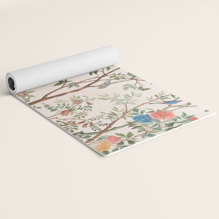 Chinoiserie Peach Floral Fresco Garden Birds Yoga Mat Gallery Image 2