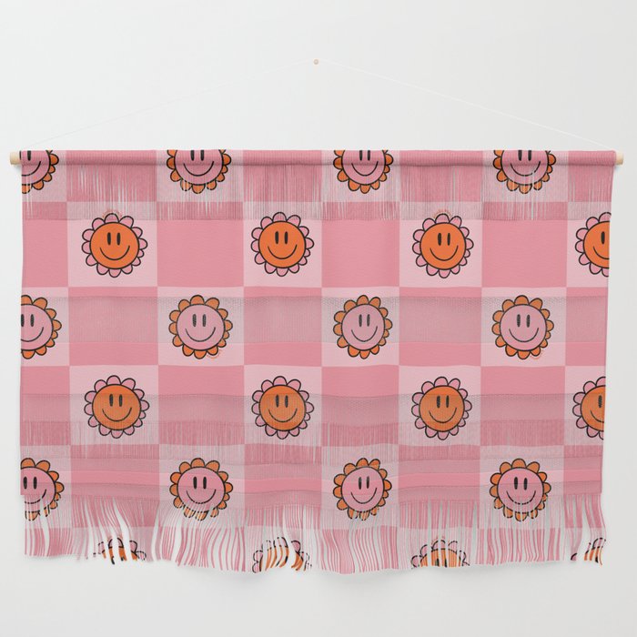 Pink Smiley Face Checkerboard Wall Hanging Gallery Image 1