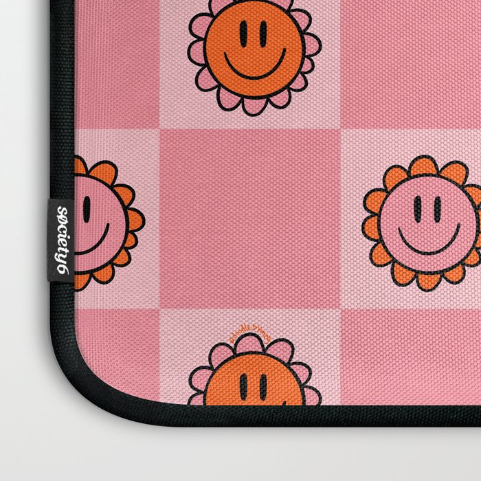 Pink Smiley Face Checkerboard Laptop Sleeve Gallery Image 3
