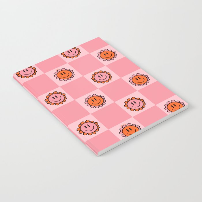 Pink Smiley Face Checkerboard Notebook Gallery Image 2