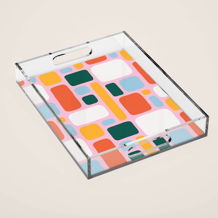 Colorful abstract geometric shape pattern Acrylic Tray Gallery Image 1
