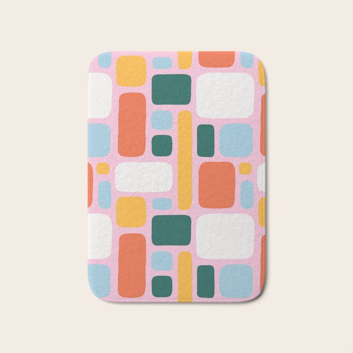 Colorful abstract geometric shape pattern Bath Mat Gallery Image 1