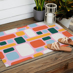 Colorful abstract geometric shape pattern Outdoor Rug Gallery Image 2