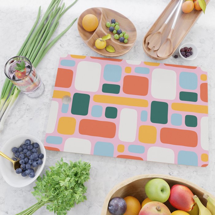 Colorful abstract geometric shape pattern Cutting Board Gallery Image 2