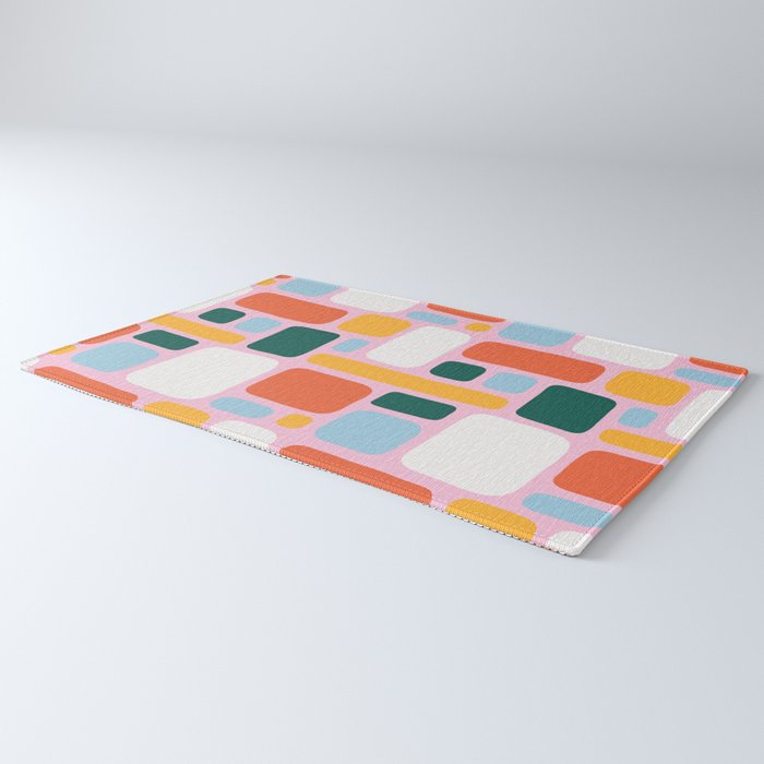 Colorful abstract geometric shape pattern Rug Gallery Image 3