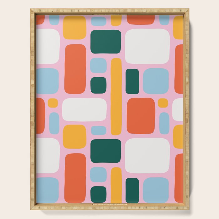 Colorful abstract geometric shape pattern Serving Tray Gallery Image 1