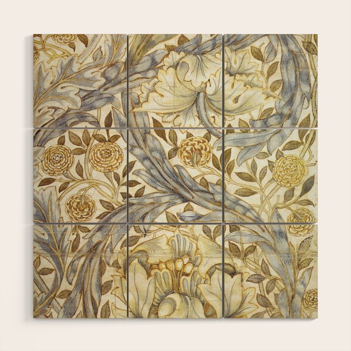 William Morris African Marigold Antique Art Wood Wall Art Gallery Image 1