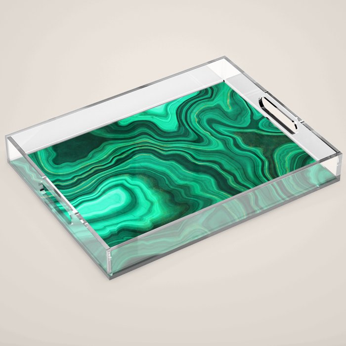 Malachite Texture 10 Acrylic Tray Gallery Image 1