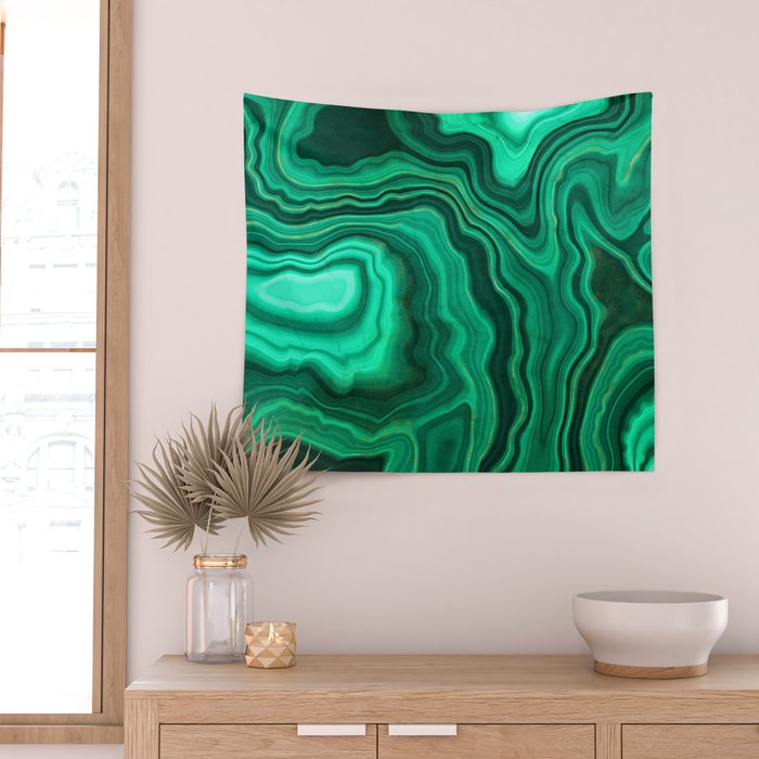 Malachite Texture 10 Wall Tapestry Gallery Image 2
