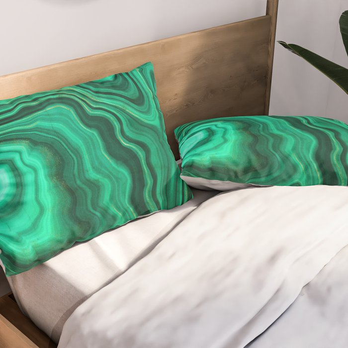Malachite Texture 10 Pillow Sham Gallery Image 2