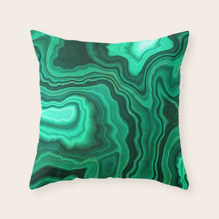 Malachite Texture 10 Throw Pillow Gallery Image 1