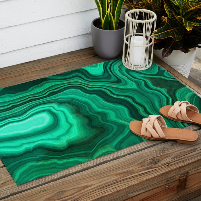 Malachite Texture 10 Outdoor Rug Gallery Image 2