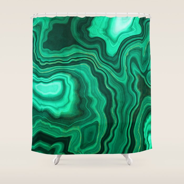 Malachite Texture 10 Shower Curtain Gallery Image 1