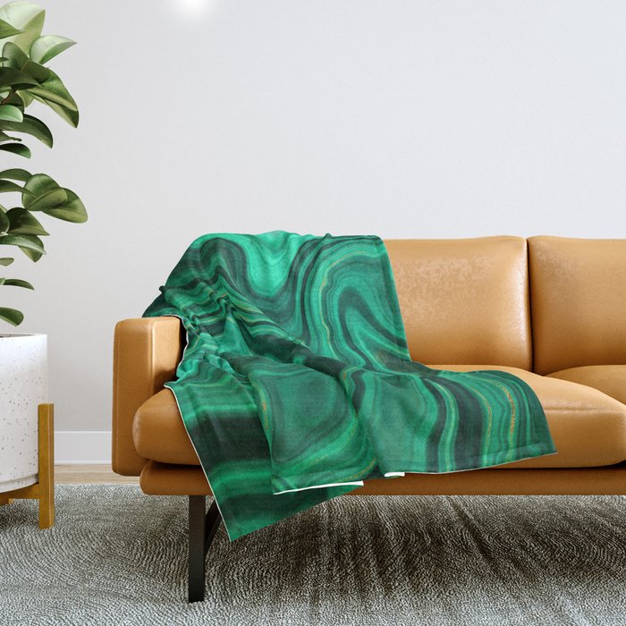 Malachite Texture 10 Throw Blanket Gallery Image 1