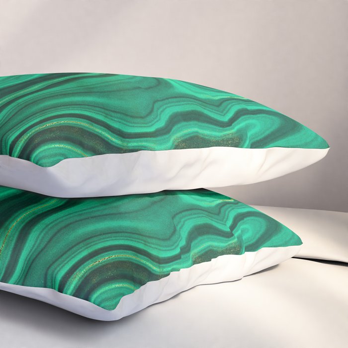 Malachite Texture 10 Pillow Sham Gallery Image 3