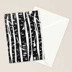 Woodcut Birches Black Stationery Card Gallery Image 2