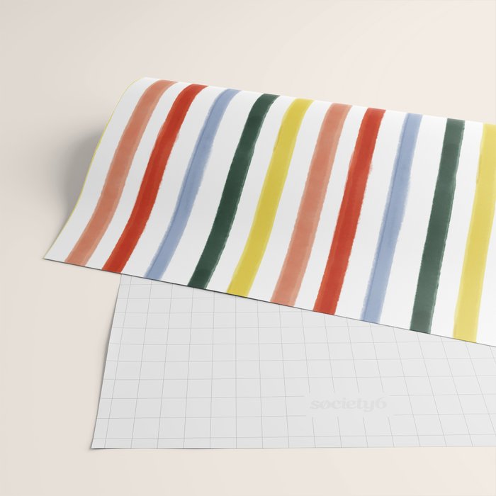 Classic Summer Watercolor Stripes Wrapping Paper Gallery Image 2