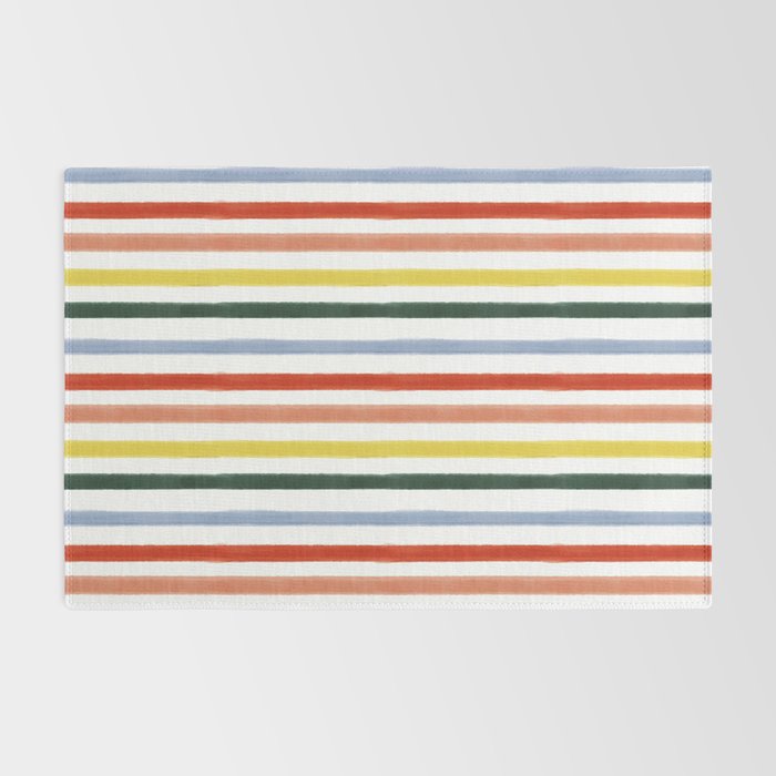 Classic Summer Watercolor Stripes Rug Gallery Image 2
