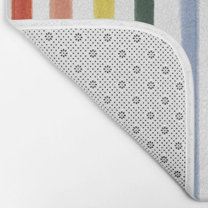 Classic Summer Watercolor Stripes Bath Mat Gallery Image 2