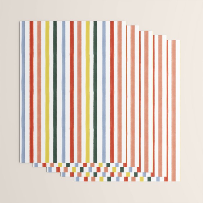 Classic Summer Watercolor Stripes Wrapping Paper Gallery Image 3