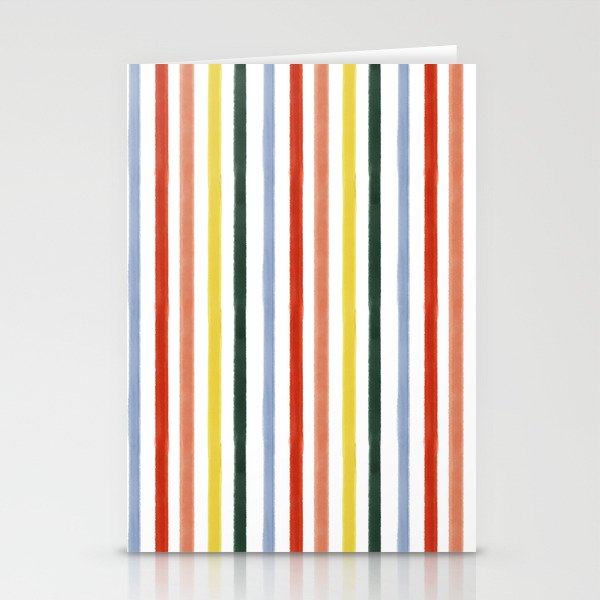 Classic Summer Watercolor Stripes Stationery Card Gallery Image 2