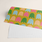 Rows of Tulips in Bloom in Yellow Ochre & Peach Wrapping Paper Gallery Image 2