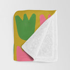 Rows of Tulips in Bloom in Yellow Ochre & Peach Throw Blanket Gallery Image 3