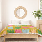 Rows of Tulips in Bloom in Yellow Ochre & Peach Duvet Cover Gallery Image 3