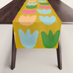 Rows of Tulips in Bloom in Yellow Ochre & Peach Table Runner Gallery Image 1