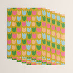 Rows of Tulips in Bloom in Yellow Ochre & Peach Wrapping Paper Gallery Image 3
