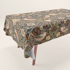 William Morris Vintage Strawberry Thief Dark Brown Chocolate Slate Tablecloth Gallery Image 1