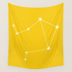 Libra Zodiac Star Constellation Line Art Bright Yellow Wall Tapestry Gallery Image 4
