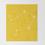 Libra Zodiac Star Constellation Line Art Bright Yellow Throw Blanket Gallery Image 2