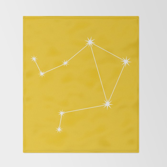 Libra Zodiac Star Constellation Line Art Bright Yellow Throw Blanket Gallery Image 2