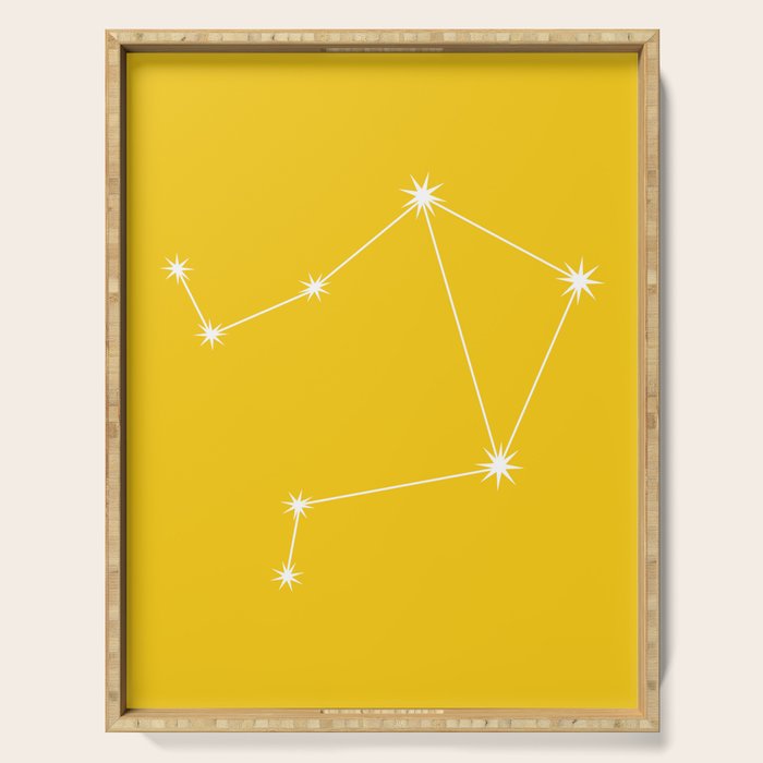 Libra Zodiac Star Constellation Line Art Bright Yellow Serving Tray Gallery Image 1