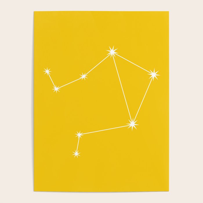Libra Zodiac Star Constellation Line Art Bright Yellow Poster Gallery Image 4