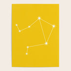 Libra Zodiac Star Constellation Line Art Bright Yellow Poster Gallery Image 4