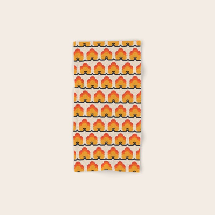 Retro Cloud Stripe 70s Floral Pattern Bath Towel Gallery Image 1