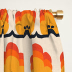 Retro Cloud Stripe 70s Floral Pattern Window Curtain Gallery Image 2